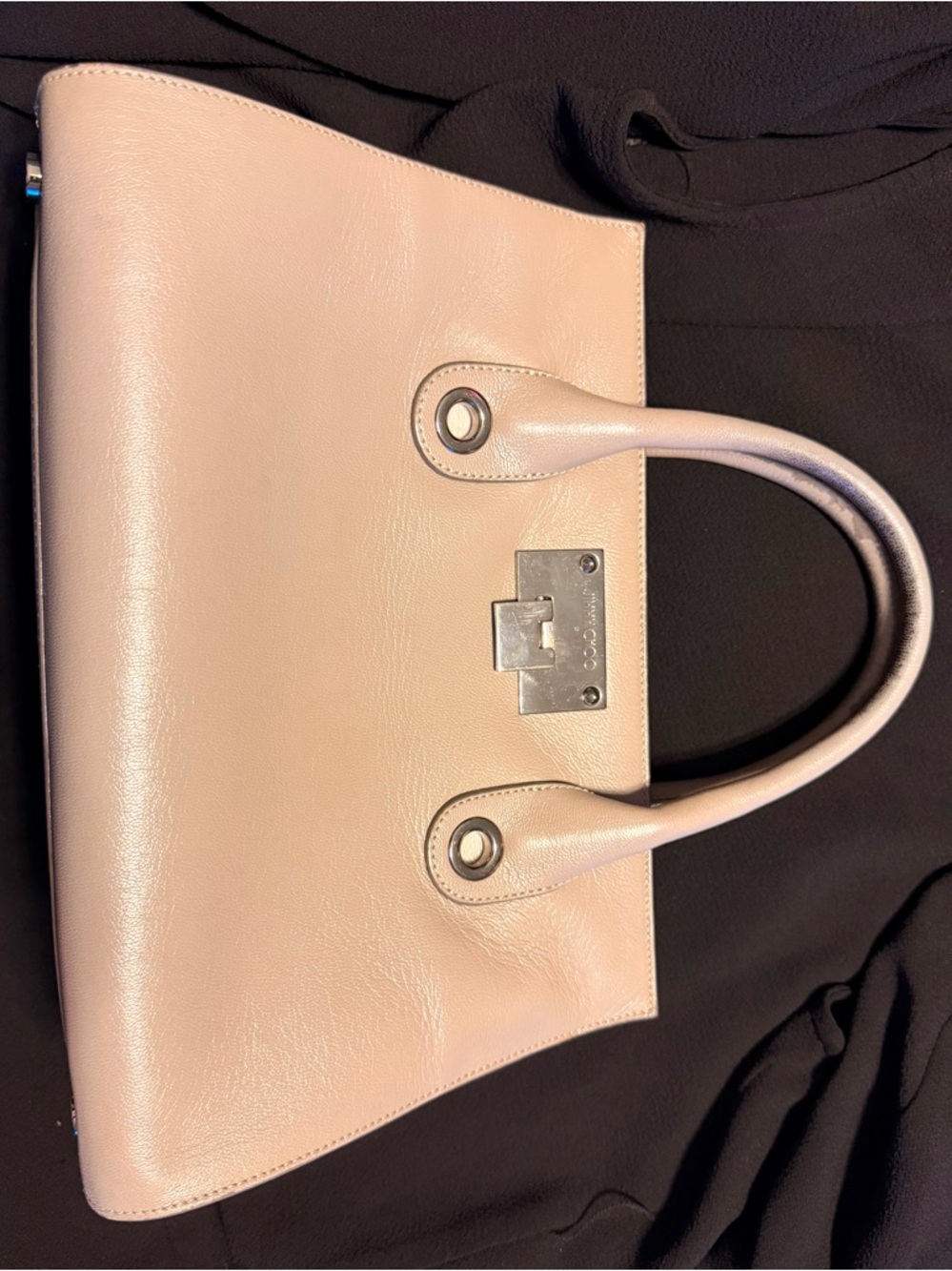 Authentic Jimmy Choo Taupe Leather Riley Handbag